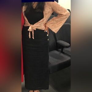 Vintage Black Linen Skirt